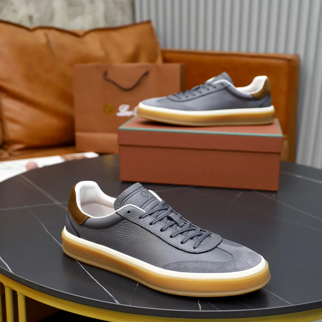 Men's Men's Shoes💰540💰••New Products•• LoroPian*_Noyo-Pianya New men's casual moral training sneakers, LP lace-up casual shoes!  Made of original imported soft cowhide and suede fabric, it highlights the sporty style. The heel is decorated with logo embossing and the original molding. The raw rubber translucent sole combined with the color welt adds a sense of modernity to the shoe. The shoe is overall refreshing and easy to match with style. It has a full cowhide lining for the feet. The original box packaging at the counter comes with wooden balls and a dust bag! Size: 38-44 (.45 customized)